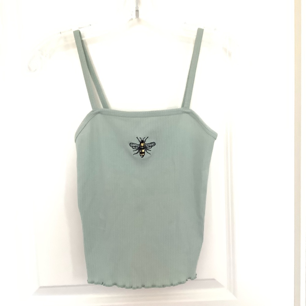 Cold Rush Womens Ribbed Crop Top Tank Bumble Bee Insect Size Small - Picture 1 of 5